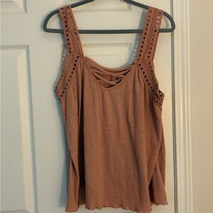 Women's Eyelet Tank Top - Peach